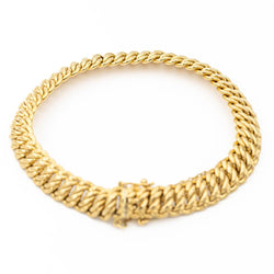 Bracelet Gourmette maille américaine en or jaune - Castafiore