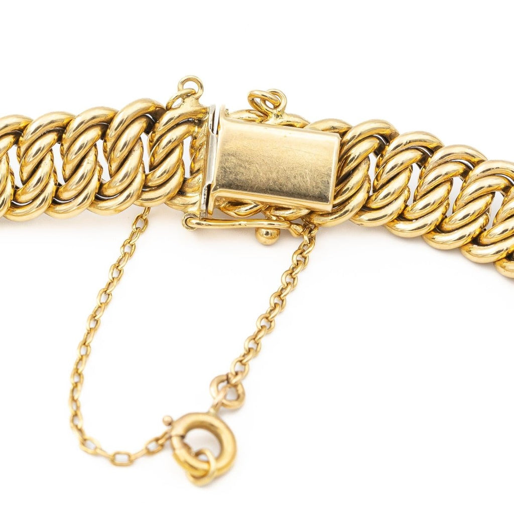 Bracelet Gourmette maille américaine en or jaune - Castafiore