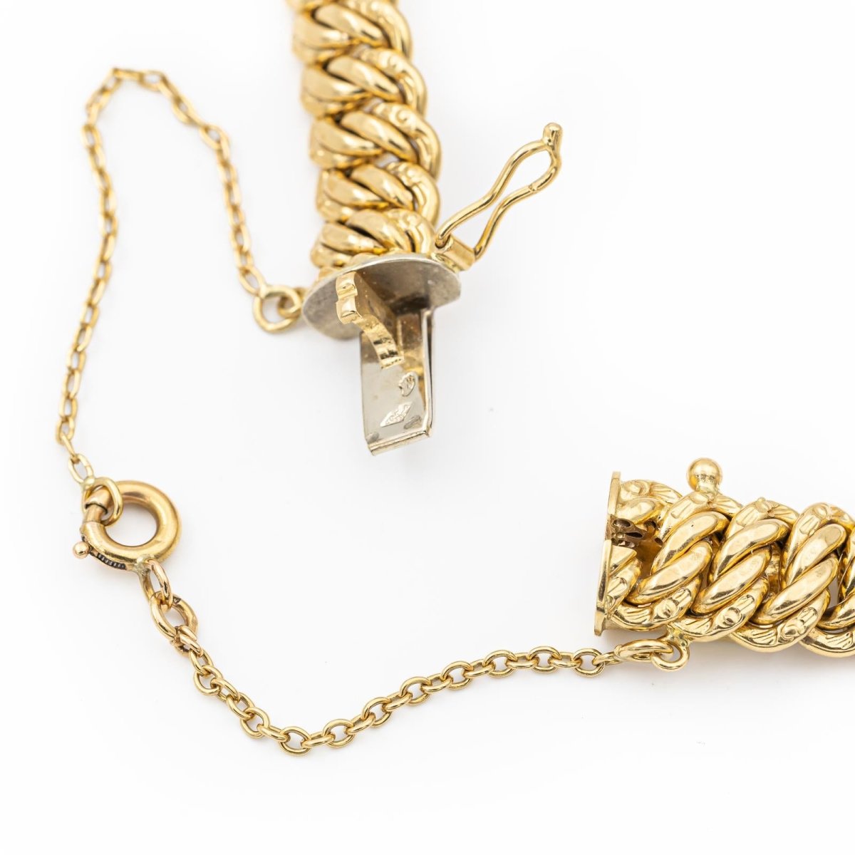 Bracelet Gourmette maille américaine en or jaune - Castafiore