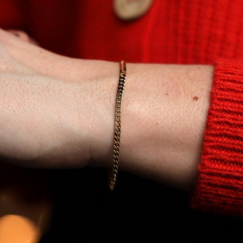 Bracelet Gourmette maille anglaise en or jaune - Castafiore