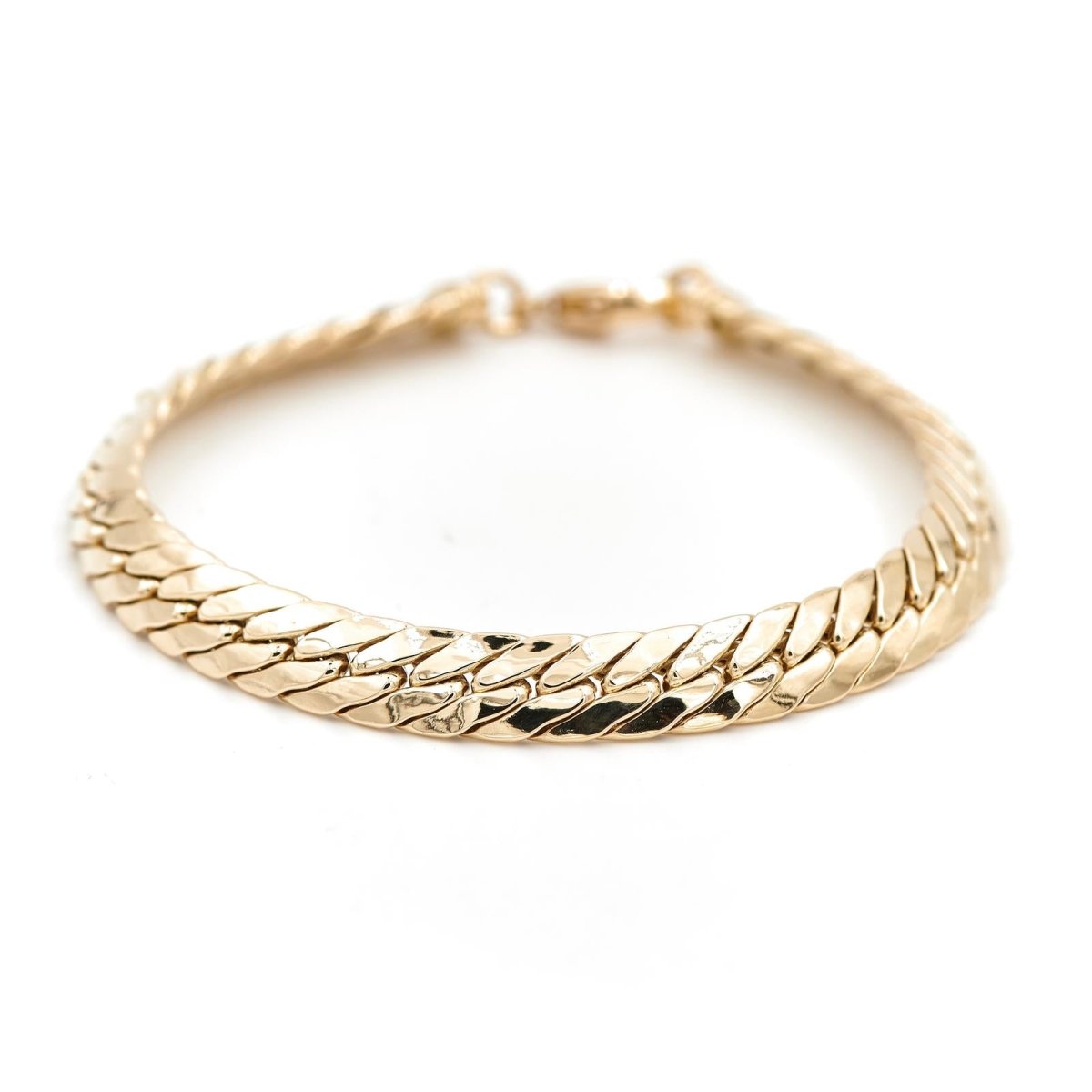 Bracelet Gourmette maille anglaise en or jaune - Castafiore