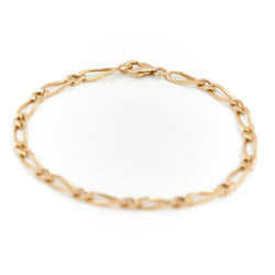 Bracelet Gourmette maille figaro en or jaune - Castafiore