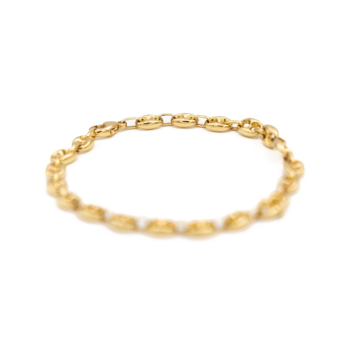 Bracelet Gourmette maille grain de café en or jaune - Castafiore