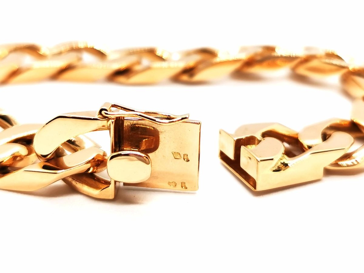 Bracelet Gourmette maille imposante en or jaune - Castafiore