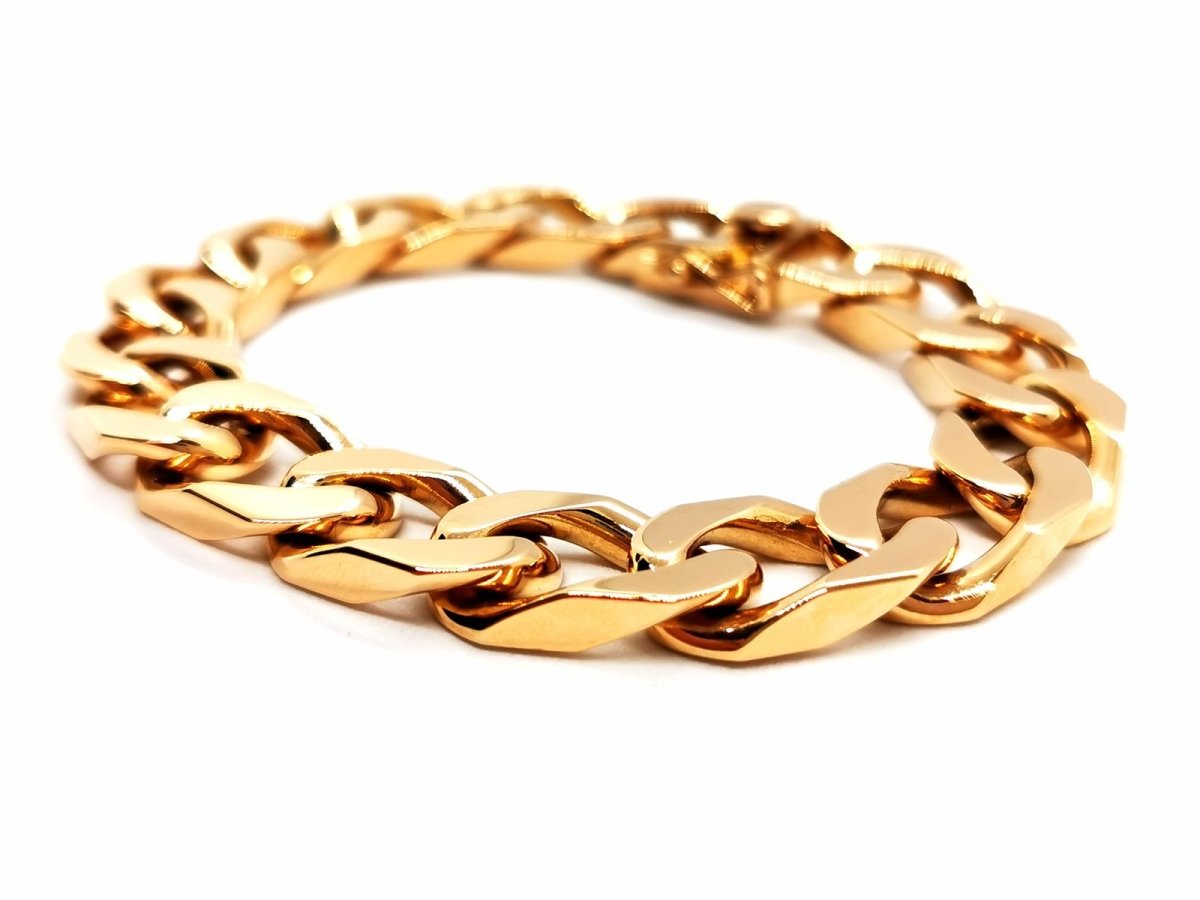 Bracelet Gourmette maille imposante en or jaune - Castafiore