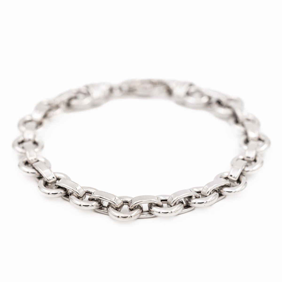 Bracelet Gourmette maille jaseron en or blanc - Castafiore