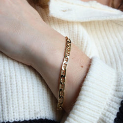 Bracelet Gourmette maille marine en or jaune - Castafiore