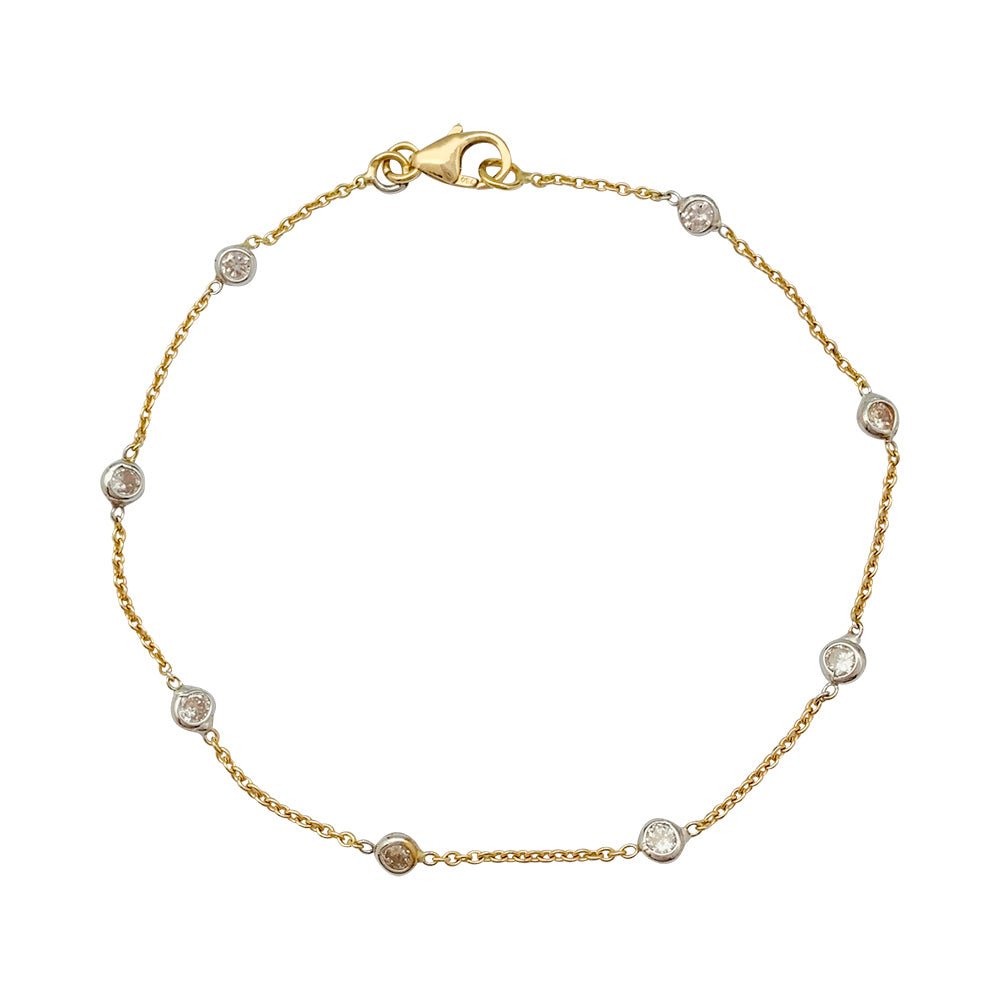 Bracelet gouttière or jaune, or blanc et diamants - Castafiore