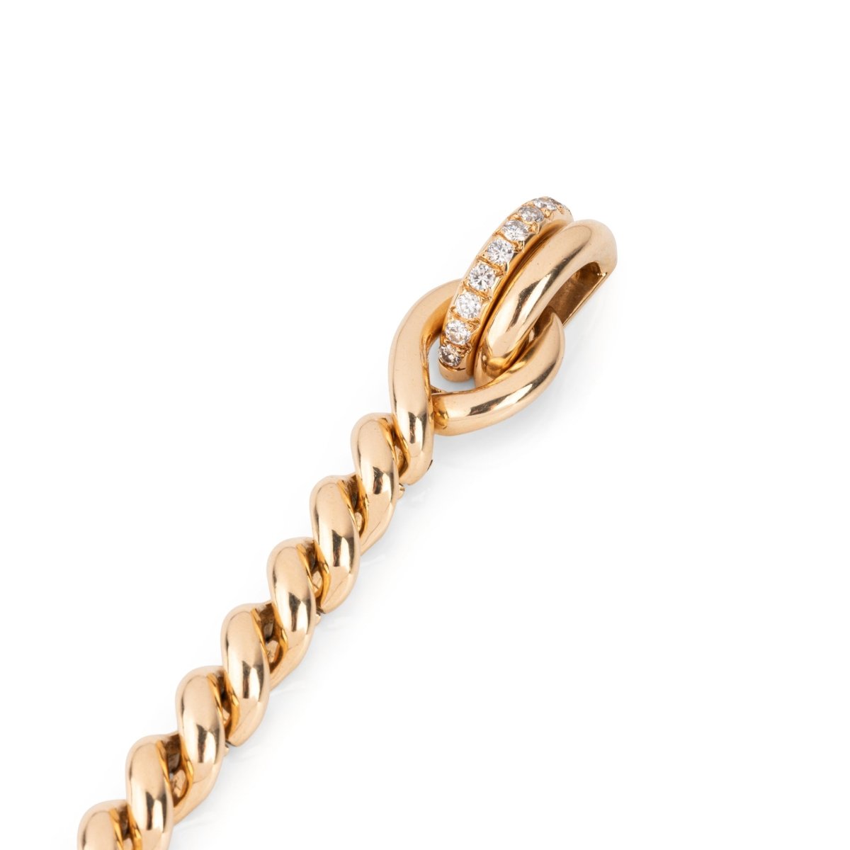 Bracelet HERMES en or jaune torsadé et diamants - Castafiore