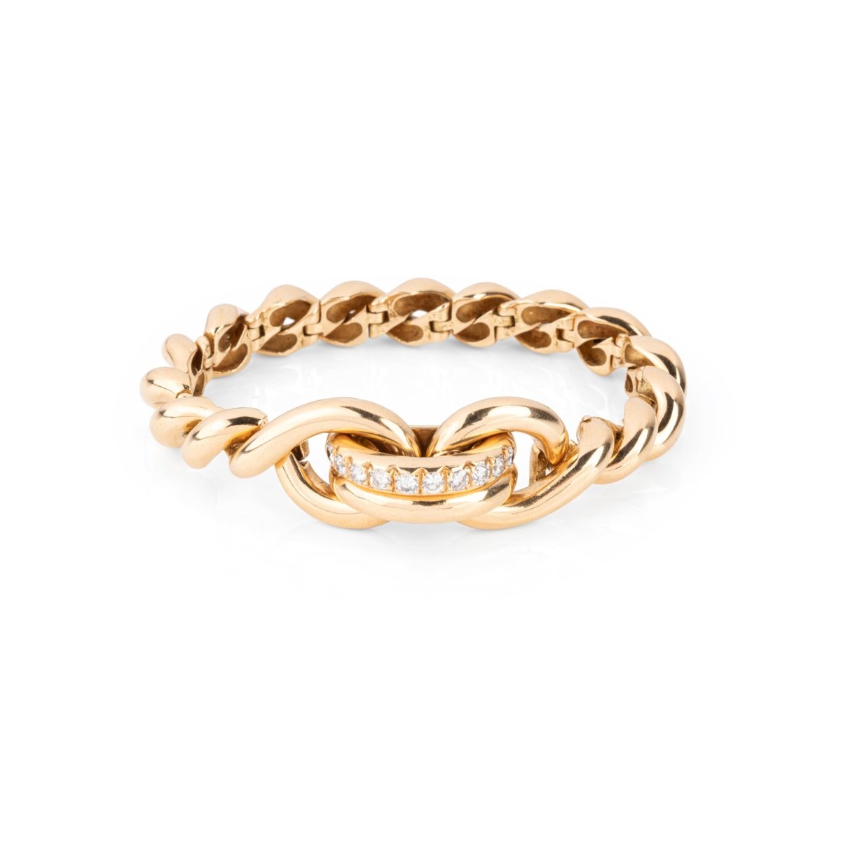 Bracelet HERMES en or jaune torsadé et diamants - Castafiore