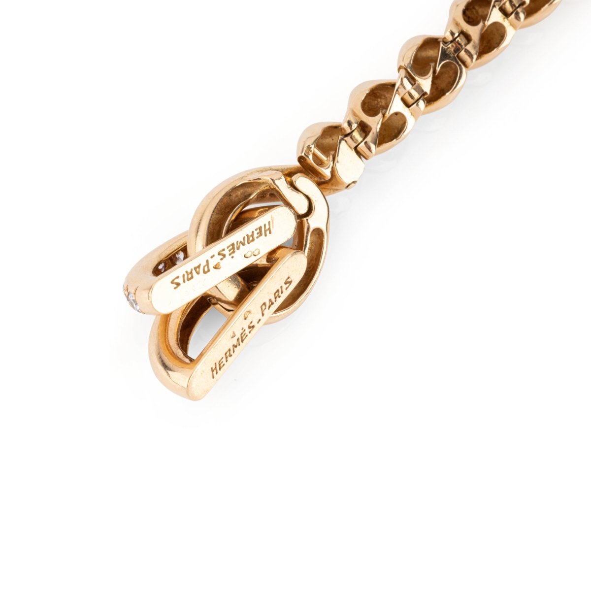 Bracelet HERMES en or jaune torsadé et diamants - Castafiore