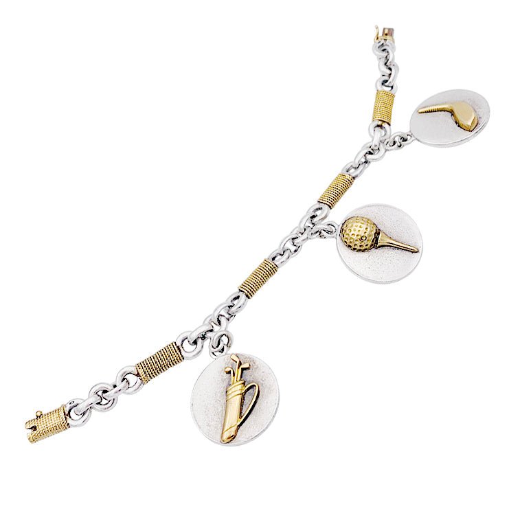 Bracelet HERMÈS "Golf" en or jaune et argent - Castafiore