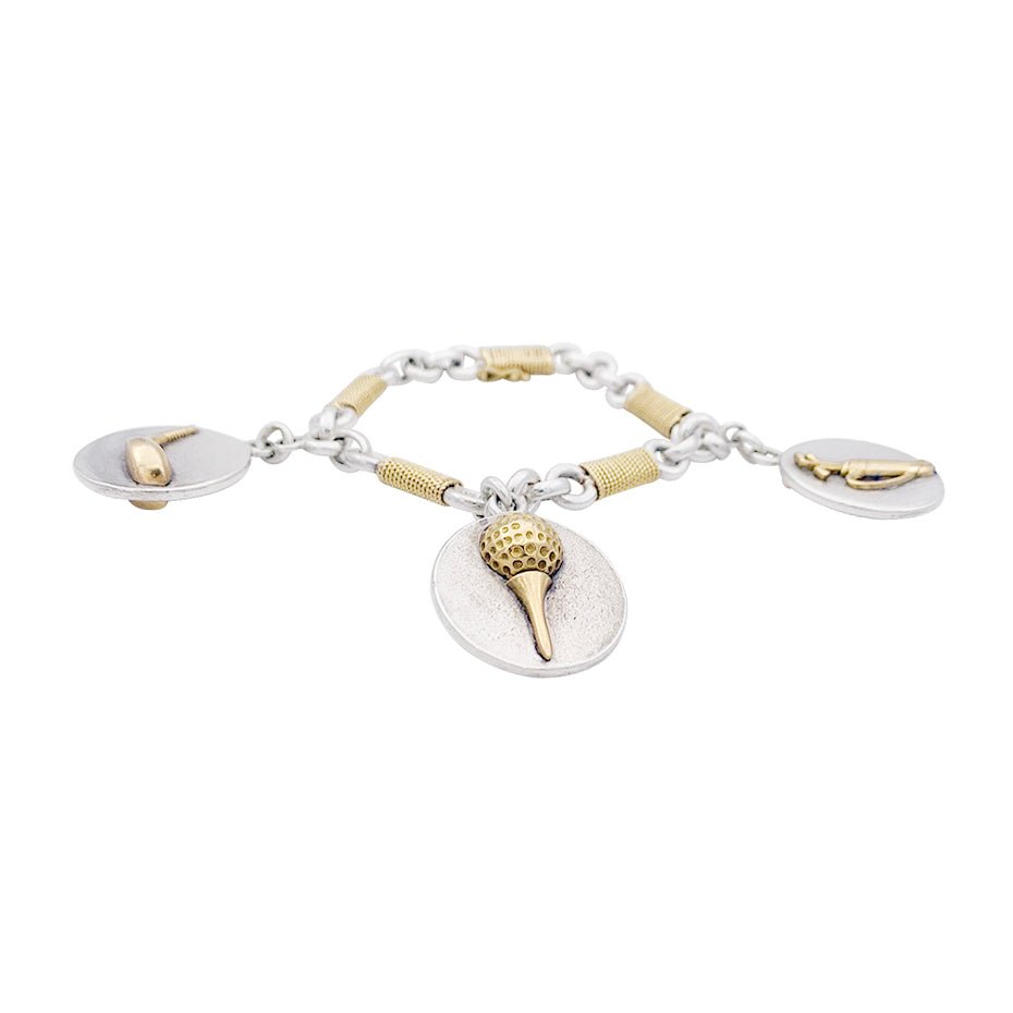 Bracelet HERMÈS "Golf" en or jaune et argent - Castafiore