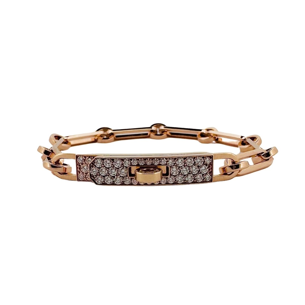 Bracelet HERMES "Kelly" en or rose et diamants - Castafiore