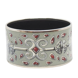Bracelet Hermès manchette en métal argenté à décor - Castafiore