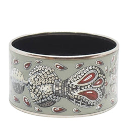 Bracelet Hermès manchette en métal argenté à décor - Castafiore