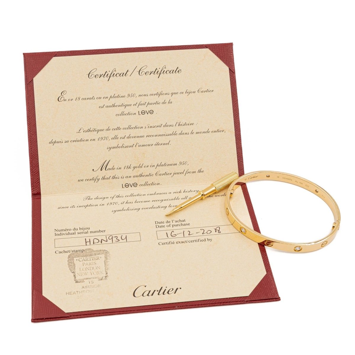 Bracelet Jonc CARTIER "Love" en or jaune et diamants - Castafiore