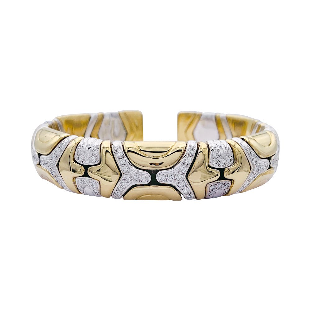 Bracelet jonc deux ors, diamants. - Castafiore