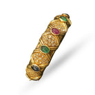 Bracelet Jonc en or jaune et cabochons de rubis, saphirs et émeraudes - Castafiore