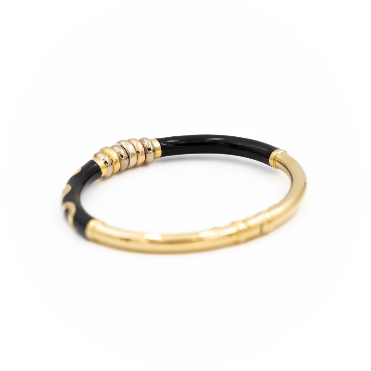 Bracelet Jonc en or jaune et émail noir - Castafiore