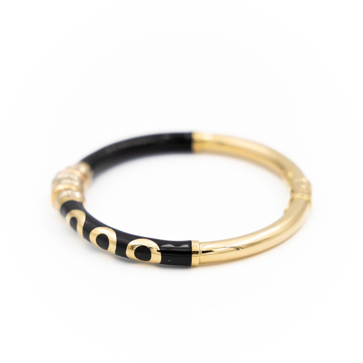 Bracelet Jonc en or jaune et émail noir - Castafiore