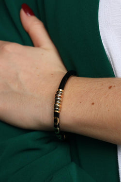 Bracelet Jonc en or jaune et émail noir - Castafiore