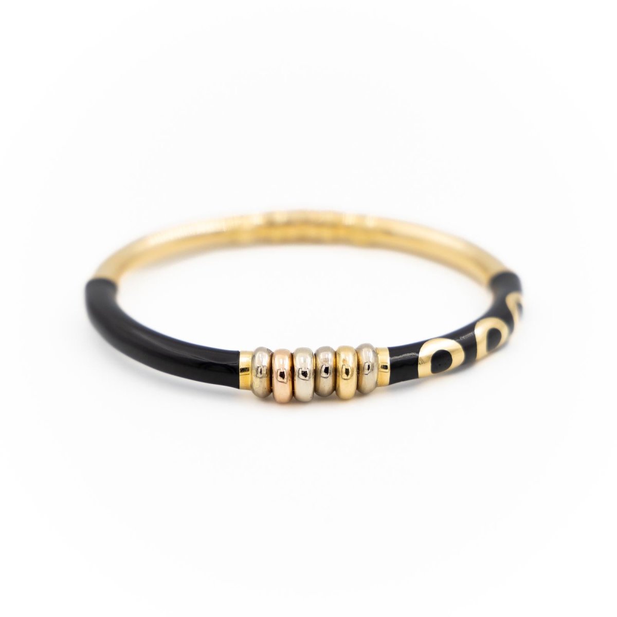 Bracelet Jonc en or jaune et émail noir - Castafiore