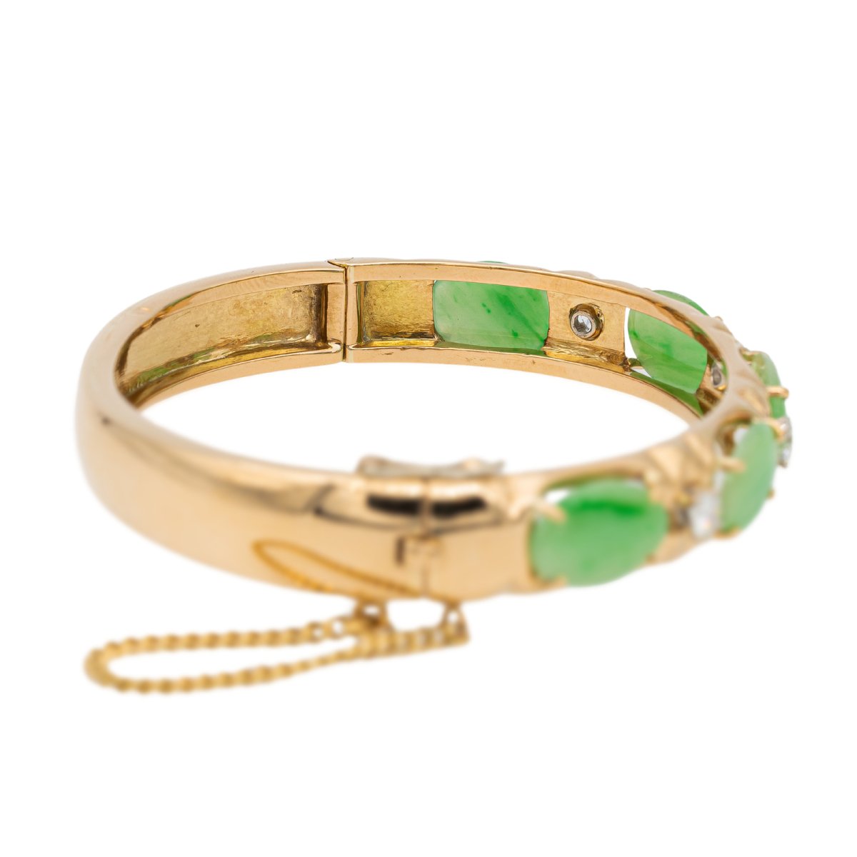 Bracelet Jonc en or jaune jade et diamants - Castafiore