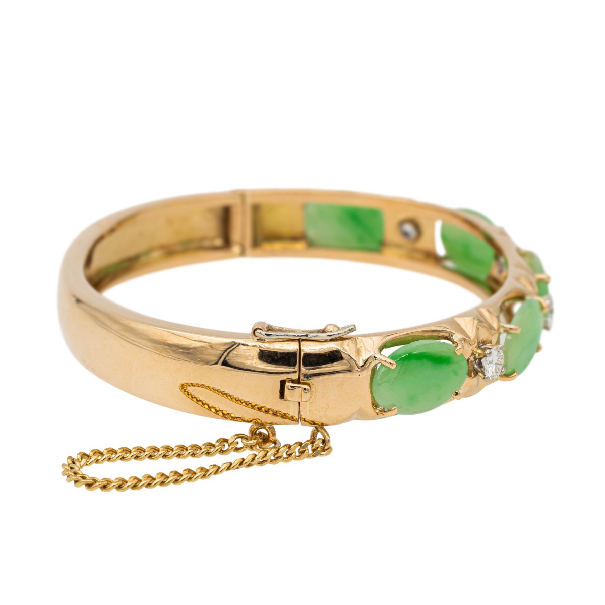 Bracelet Jonc en or jaune jade et diamants - Castafiore