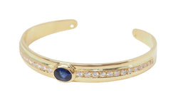 Bracelet Jonc en or jaune, saphir et diamants - Castafiore