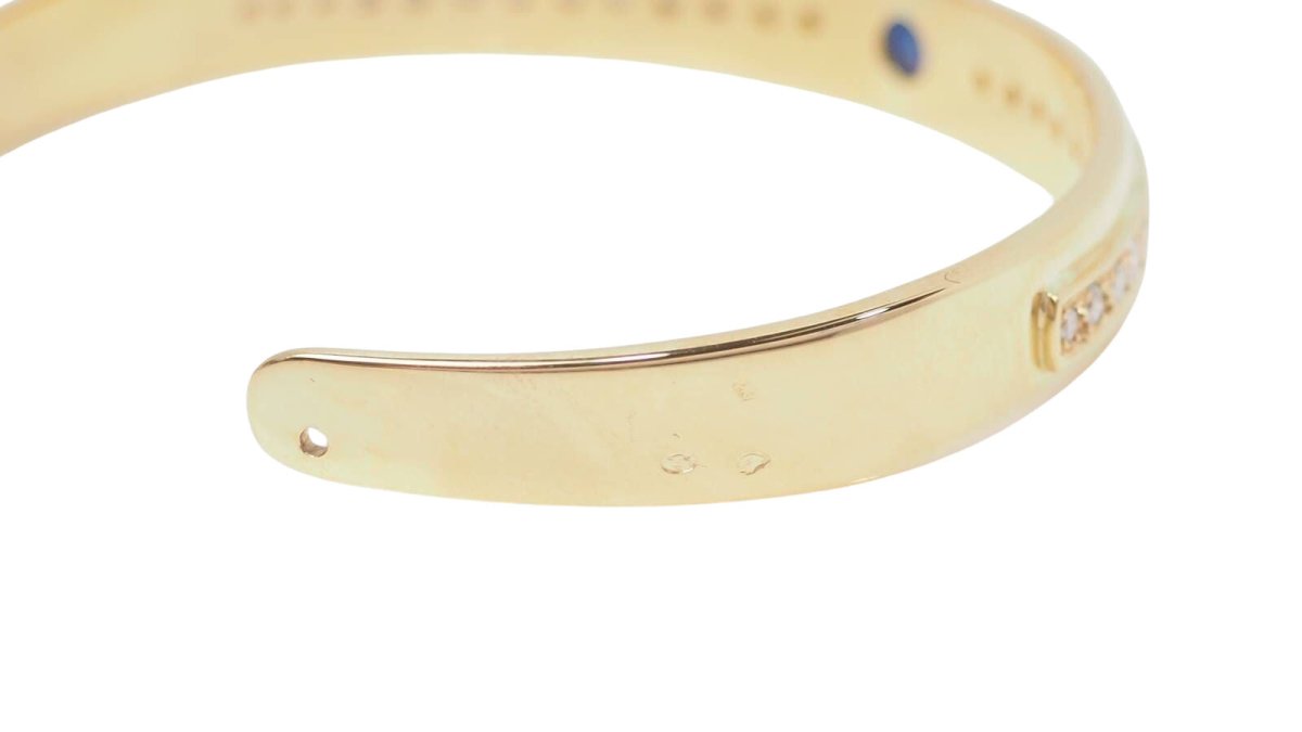 Bracelet Jonc en or jaune, saphir et diamants - Castafiore