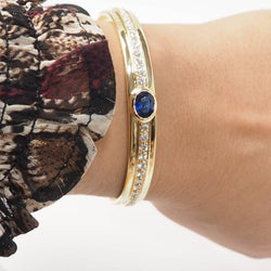 Bracelet Jonc en or jaune, saphir et diamants - Castafiore