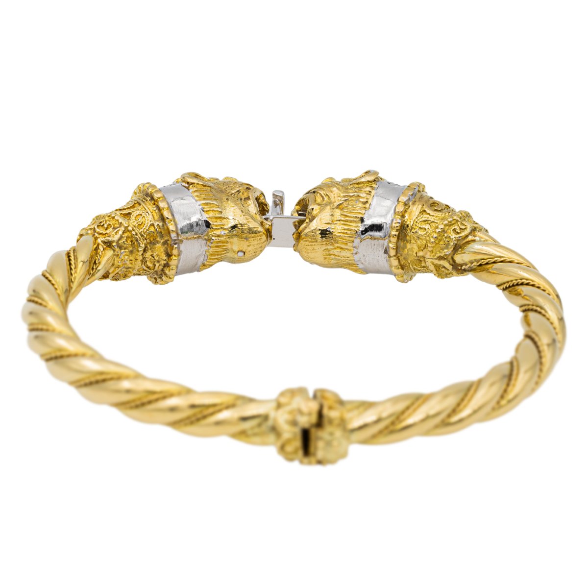 Bracelet Jonc Lions en or jaune et diamants - Castafiore