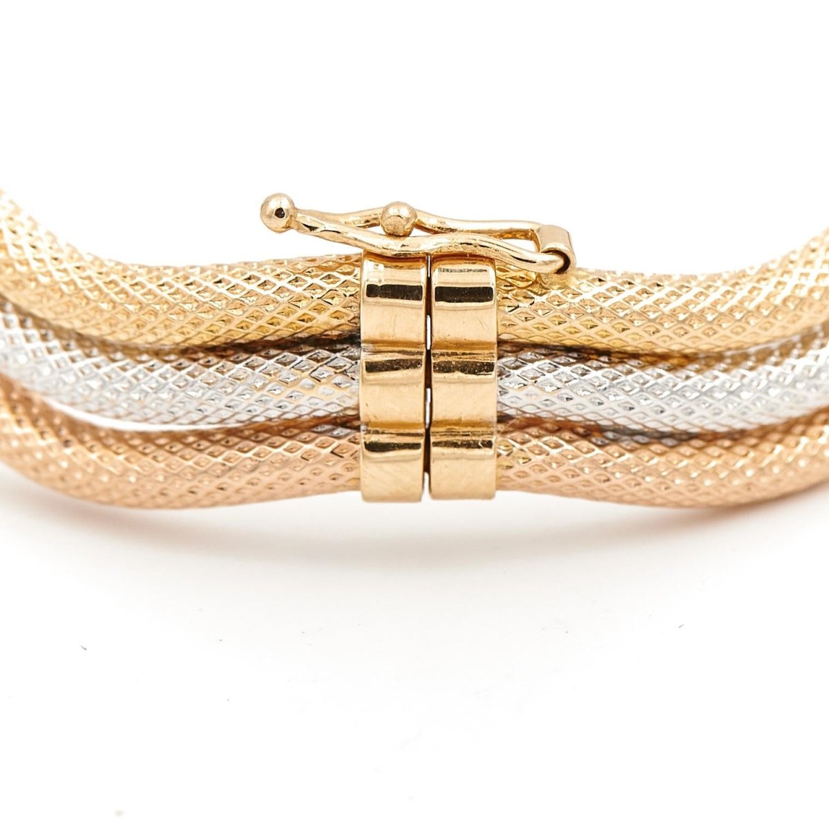 Bracelet Jonc ondulé en ors jaune, blanc et rose - Castafiore