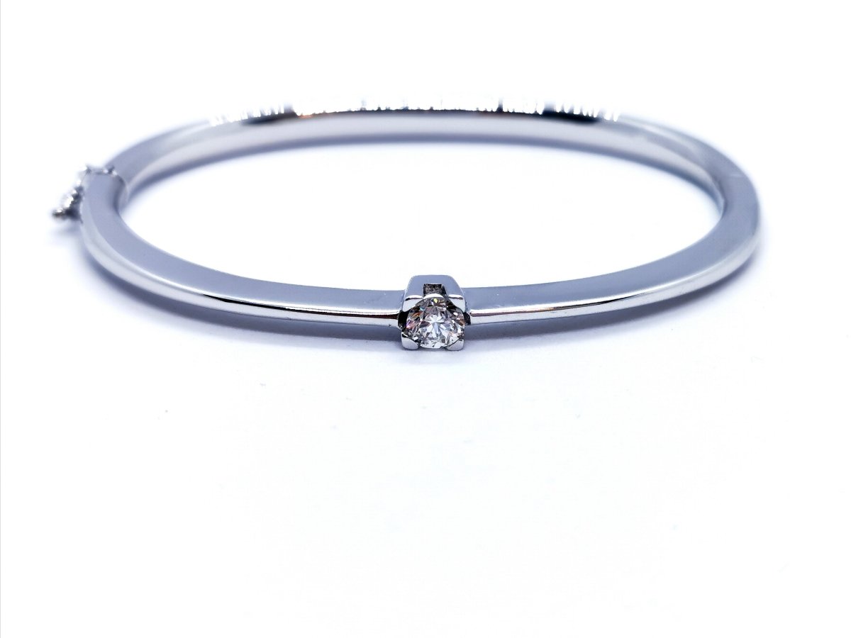 Bracelet Jonc Or blanc Diamant - Castafiore