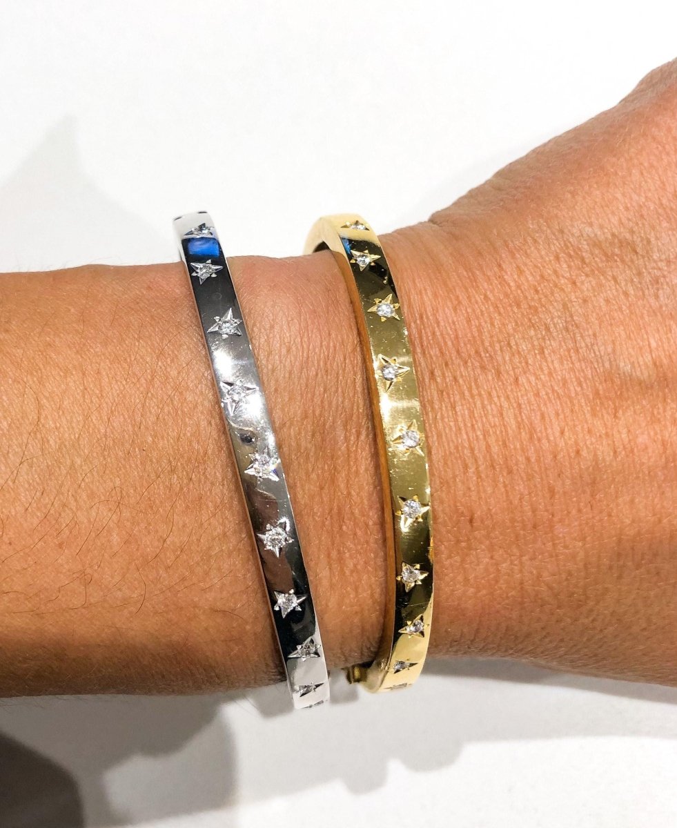 Bracelet jonc or blanc forme ruban - Castafiore