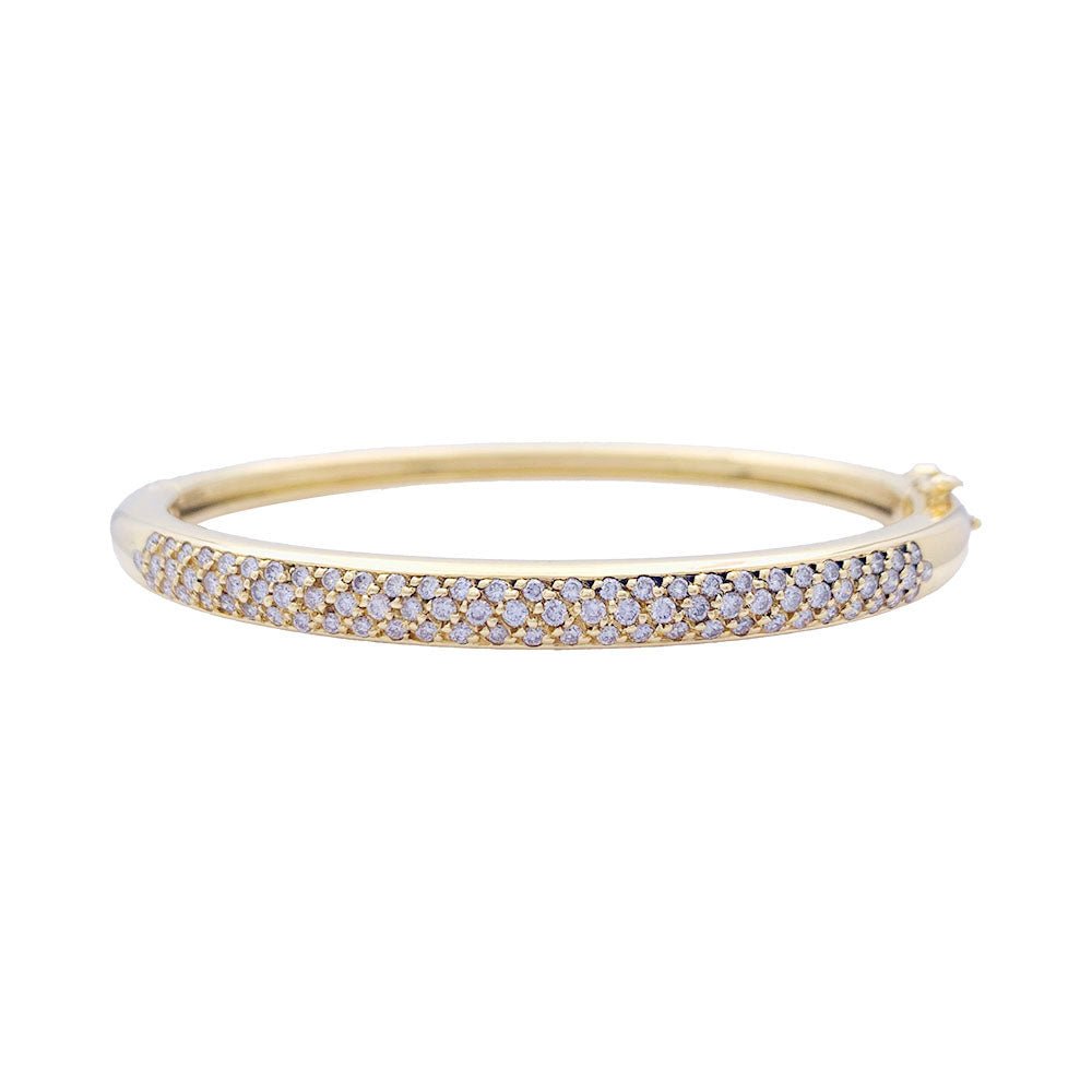 Bracelet jonc, or jaune et diamants. - Castafiore
