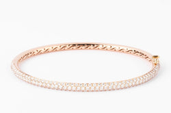 Bracelet jonc ouvrant en or rose serti de 3 lignes de diamant - Castafiore