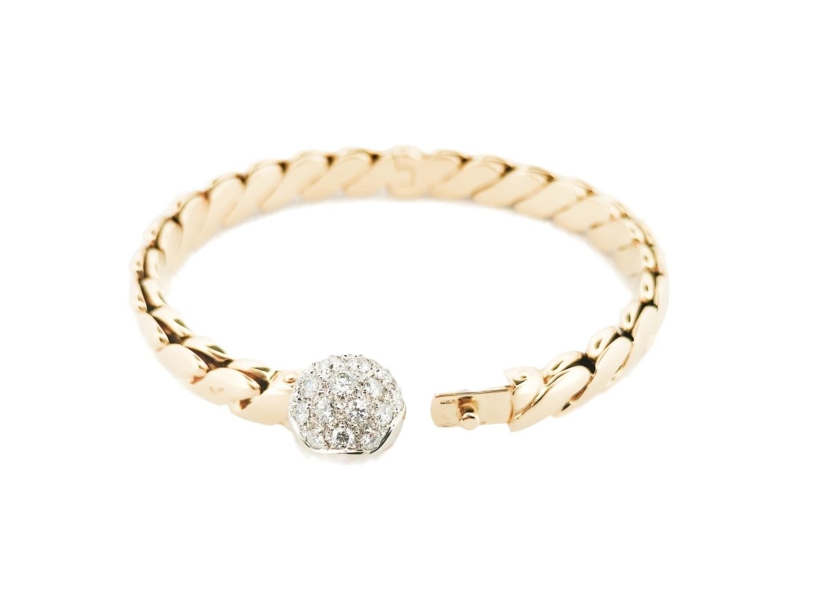 Bracelet Jonc POMELLATO or jaune et diamants - Castafiore