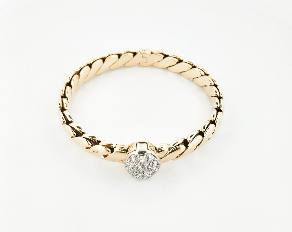 Bracelet Jonc POMELLATO or jaune et diamants - Castafiore