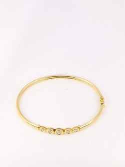 Bracelet jonc vintage en or souple et diamants - Castafiore