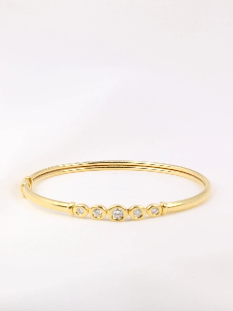 Bracelet jonc vintage en or souple et diamants - Castafiore