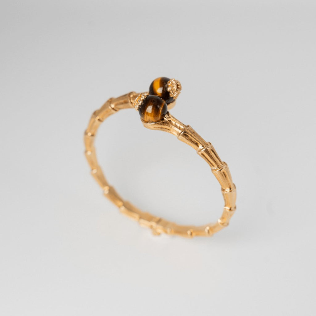 Bracelet jonc Zolotas en or jaune et oeil de tigre - Castafiore