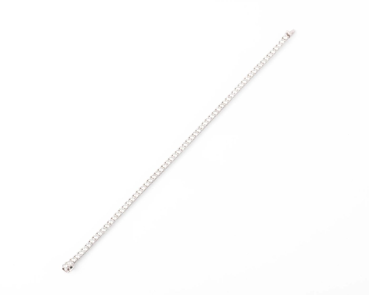 Bracelet ligne en diamant taille princesse sur or gris - Castafiore
