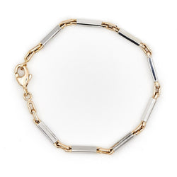 Bracelet Maille alternée en ors jaune et blanc - Castafiore