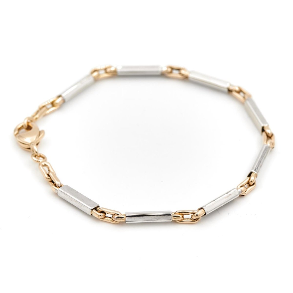 Bracelet Maille alternée en ors jaune et blanc - Castafiore