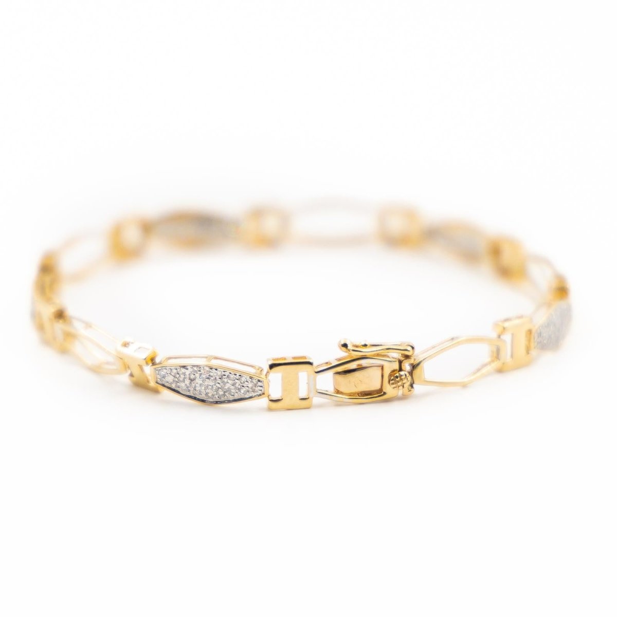 Bracelet Maille alternée or jaune et pavée diamants - Castafiore