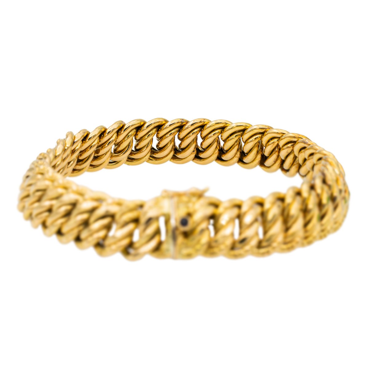 Bracelet Maille américaine en or jaune et saphir - Castafiore