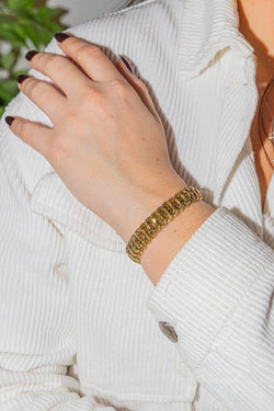 Bracelet Maille américaine en or jaune et saphir - Castafiore