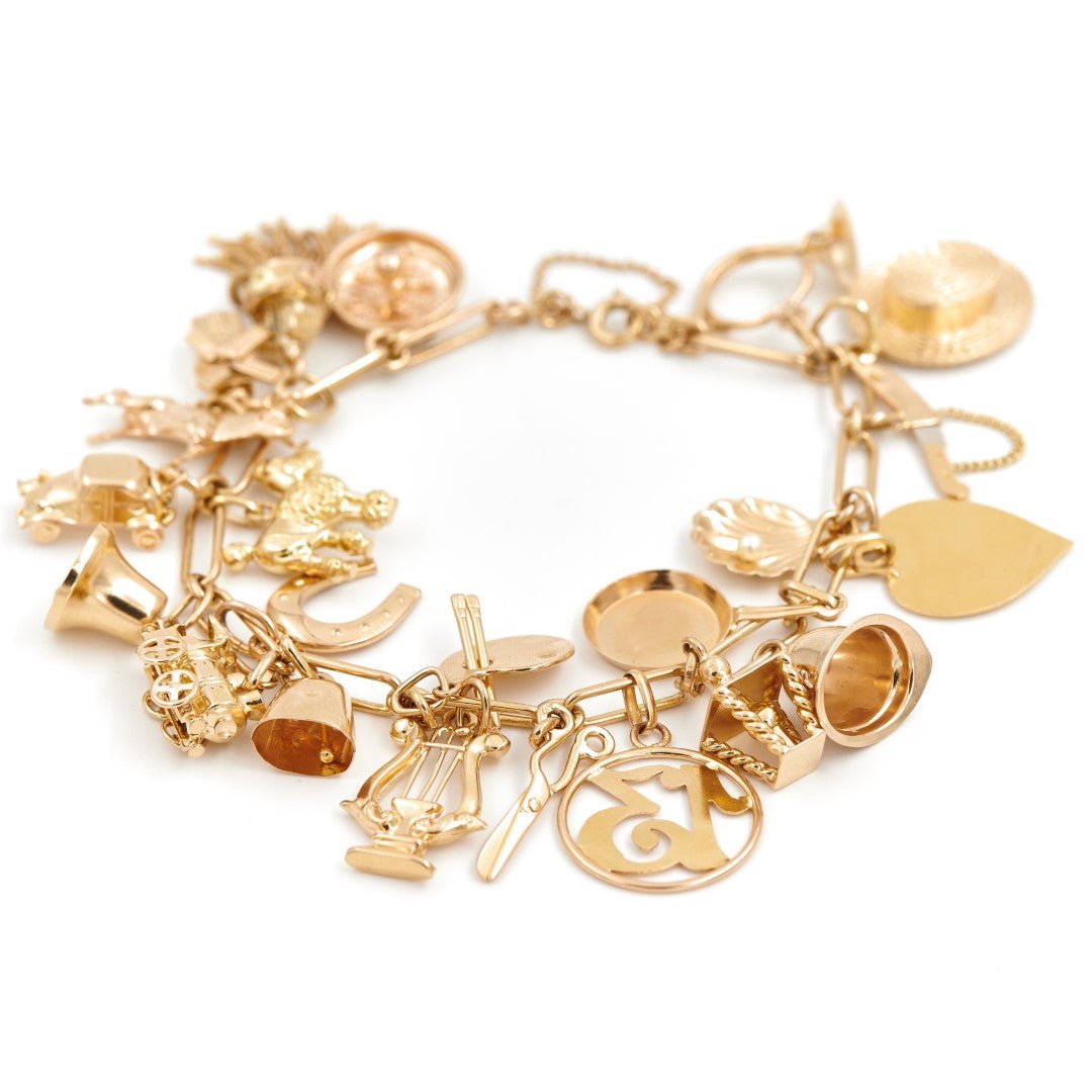 Bracelet Maille cheval et breloques en or jaune - Castafiore